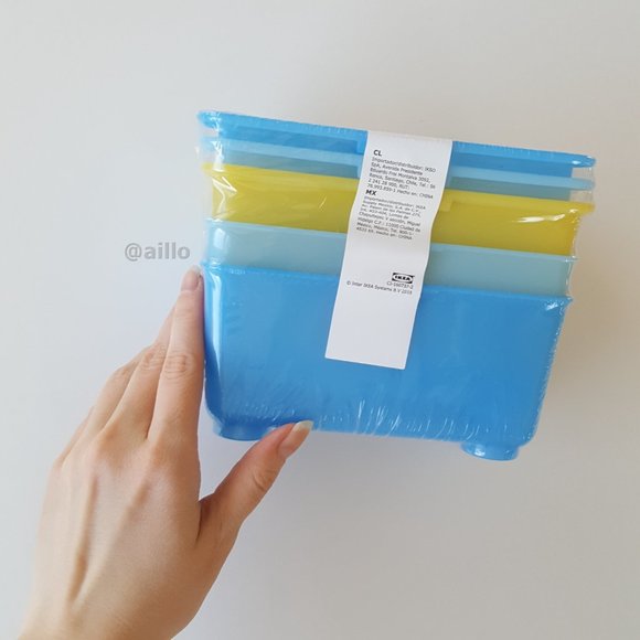 IKEA GLIS Box with lid, yellow/blue 6 ¾ x 4 " - Picture 4 of 17